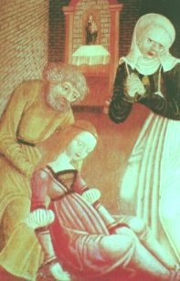Fallsüchtiges Mädchen. Mirakelbild um 1510, Kapellenumgang Altötting